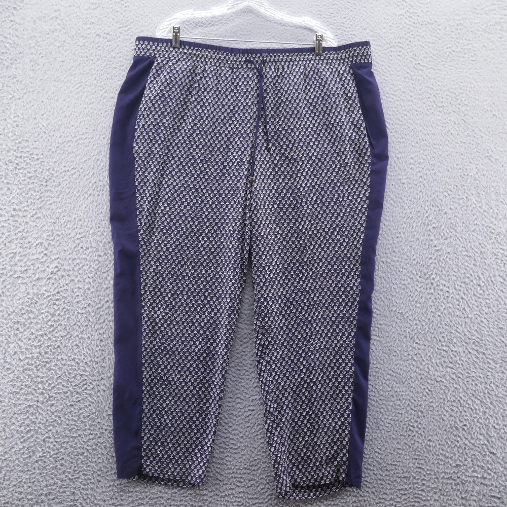 Cynthia Rowley Woman Blue‎ Beige Floral Print Cropped Pants Plus Size 22W Rayon